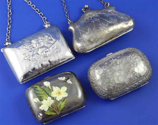 4 silver purses